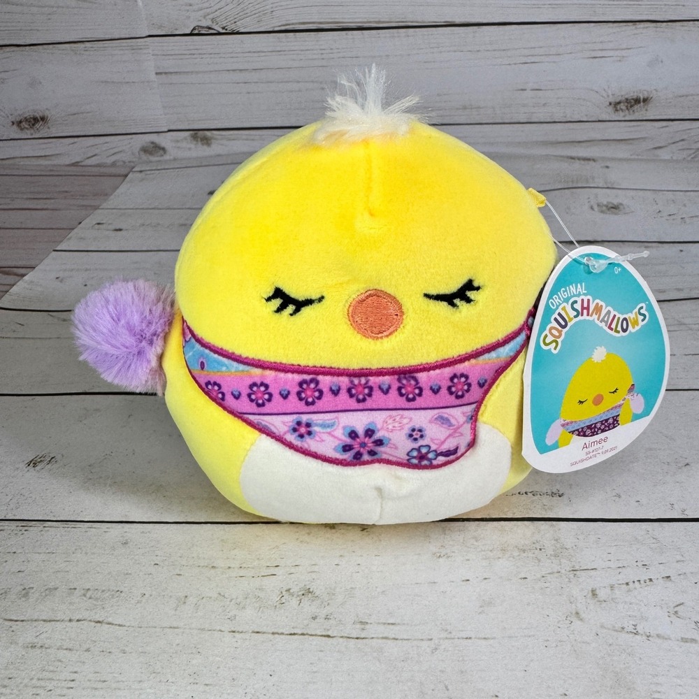 Squishmallows‎ Aimee Chick 5" Plush Floral Bandana Kellytoy NWT